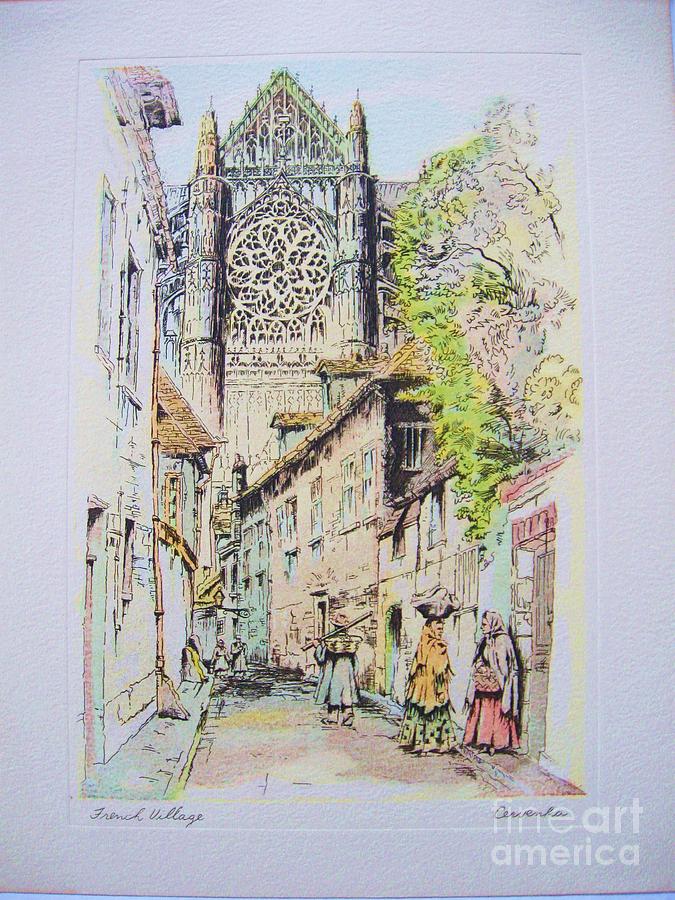 Vintage Painting - French Village by Thea Recuerdo