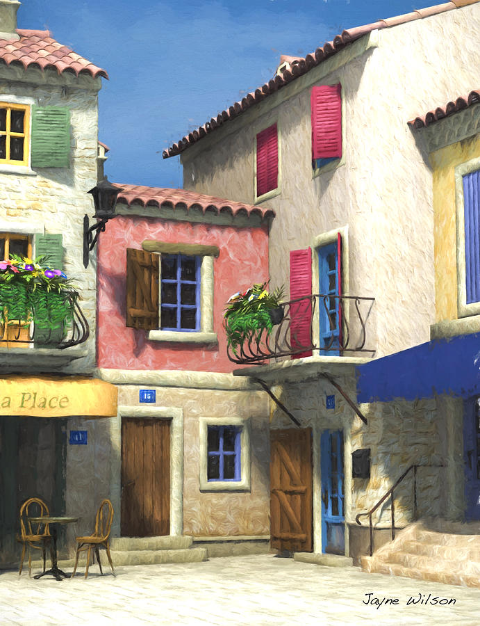 French Village Scene - Provence Digital Art by Jayne Wilson