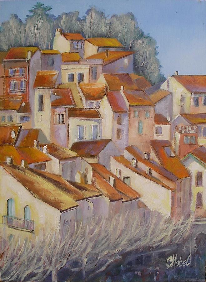 Landscape Painting - French Villlage Painting by Chris Hobel