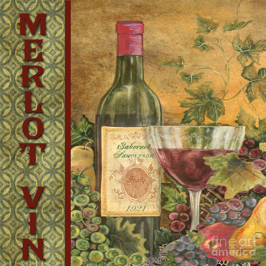 Wine Painting - French Wine-JP3096 by Jean Plout
