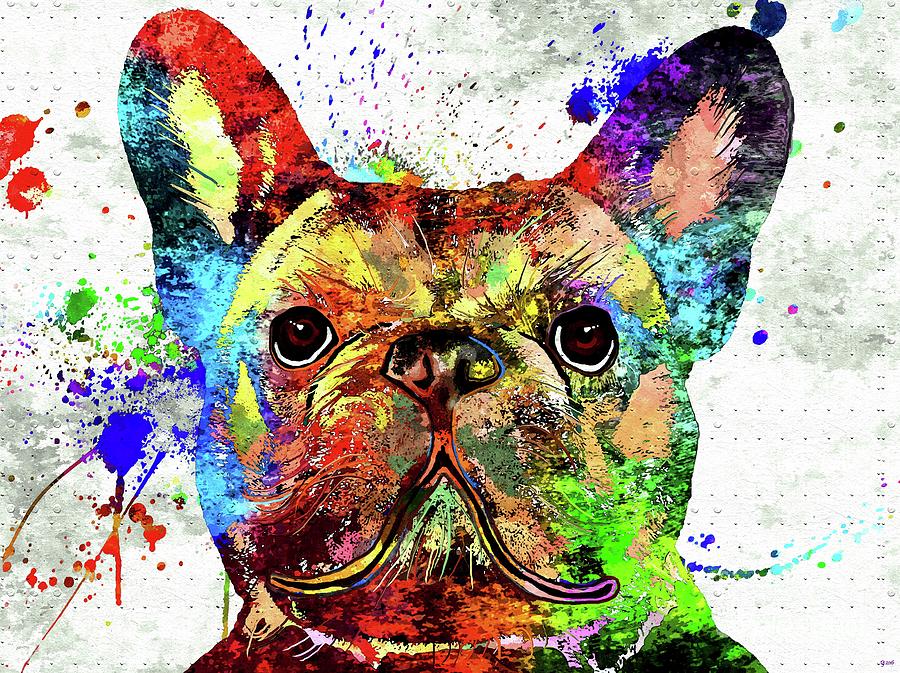 Vintage Mixed Media - Frenchie Colored Grunge by Daniel Janda