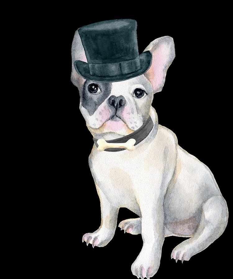 Frenchie French Bulldog Top Hat Bone Dogs In Clothes Digital Art By Trisha Vroom