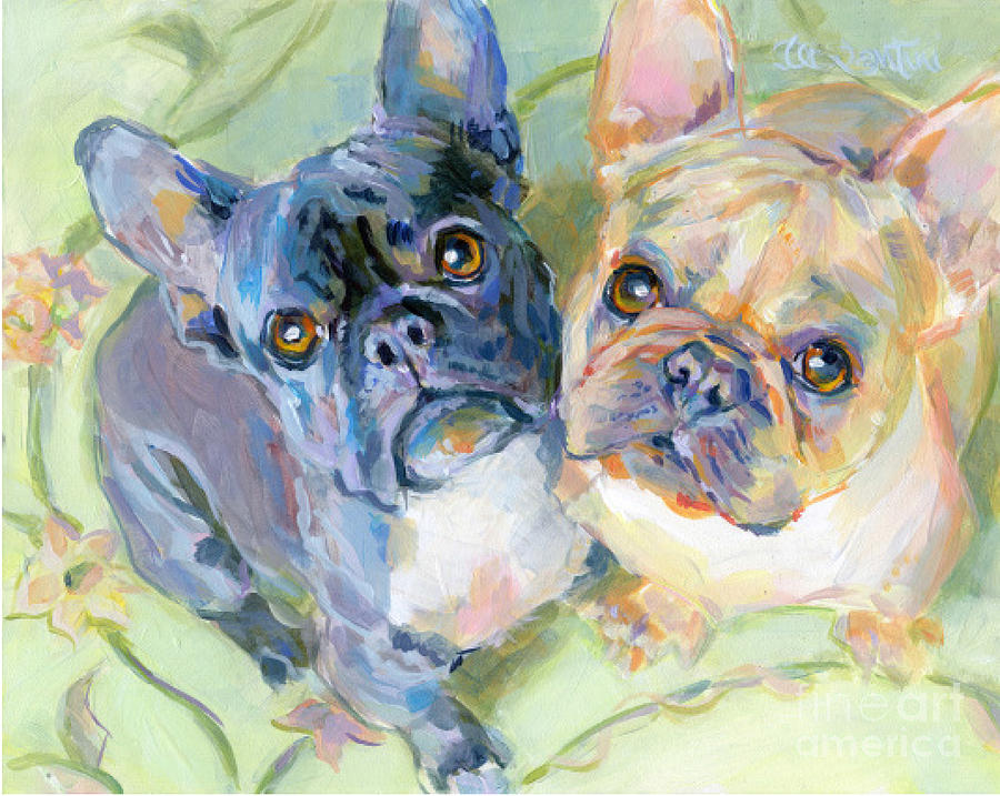 Black And White Painting - Frenchies by Kimberly Santini