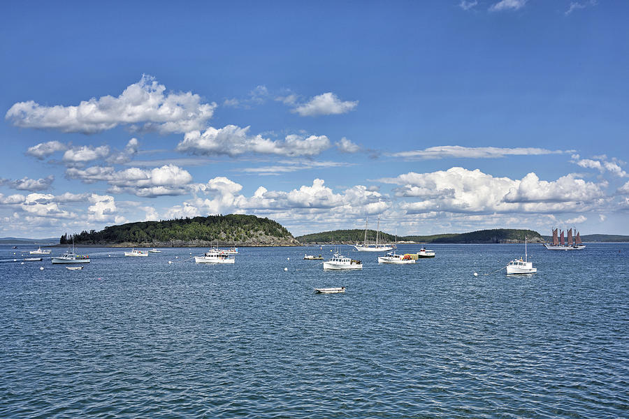 Frenchman Bay - Lobster Boats and Porcupine Islands Photograph by Brendan Reals