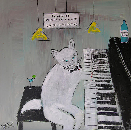 Frenchy Playing Piano Painting By Frenchy Le Chat