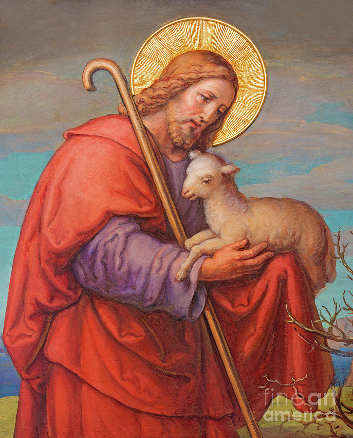  Fresco of Jesus as good shepherd by Josef Kastner  Photograph by Jozef Sedmak