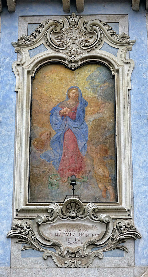 Fresco Of Madonna In The Rotonda Where The Pantheon Is Located In Rome Italy Photograph by Rick Rosenshein