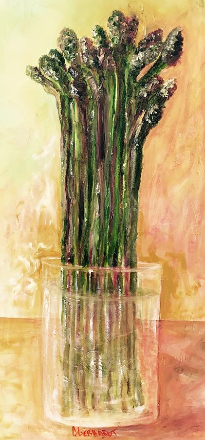 Fresh asparagus Painting by Chuck Gebhardt