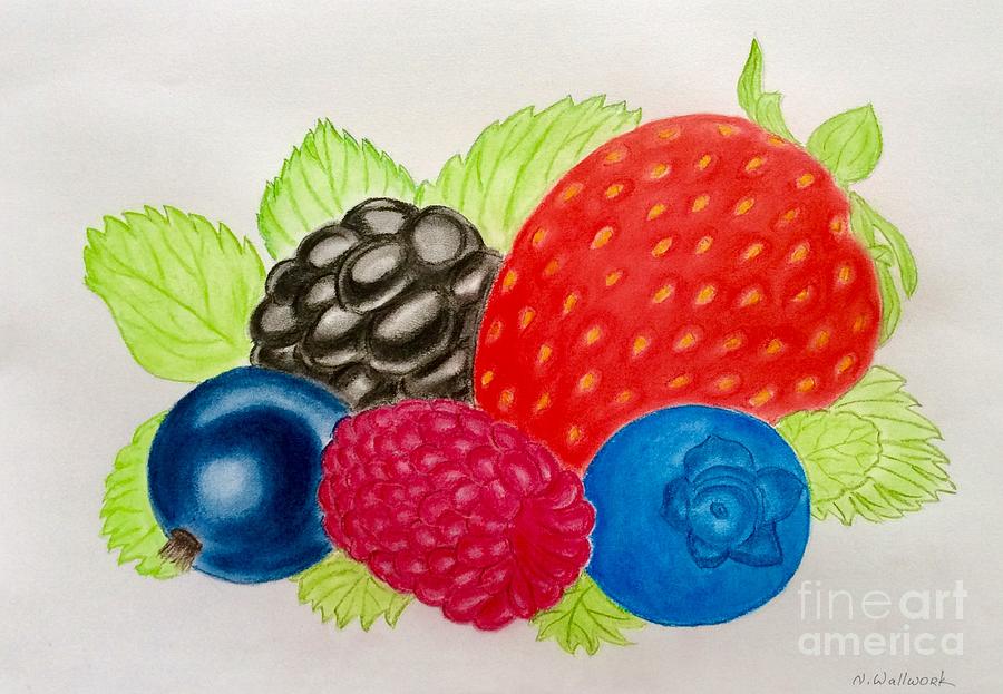 Fresh berries  Pastel by Natalia Wallwork