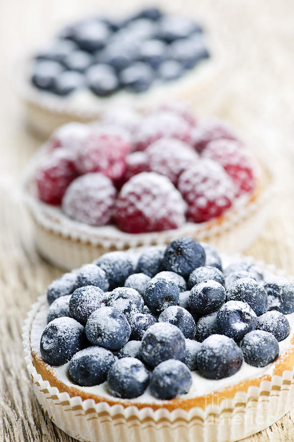 Fruit Photograph - Fresh berry tarts by Elena Elisseeva