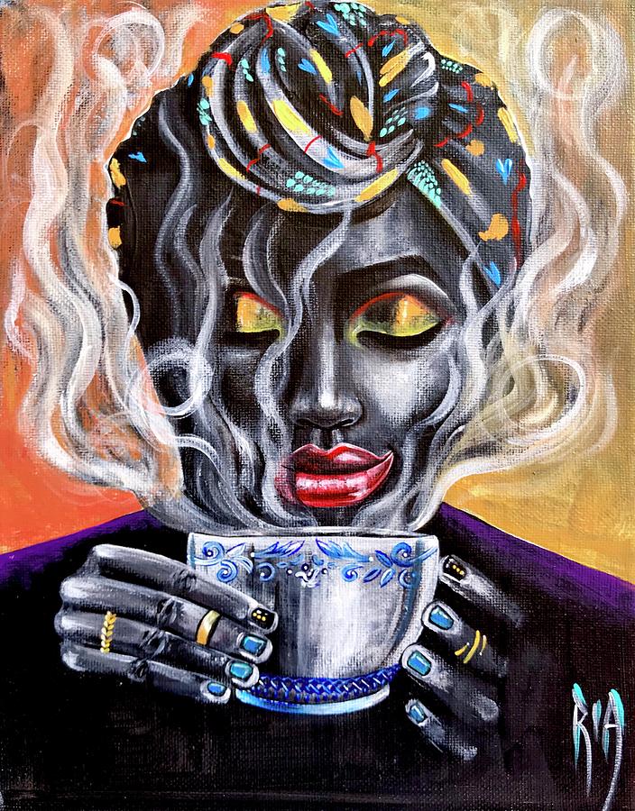Coffee Painting - Fresh Brewed by Artist RiA