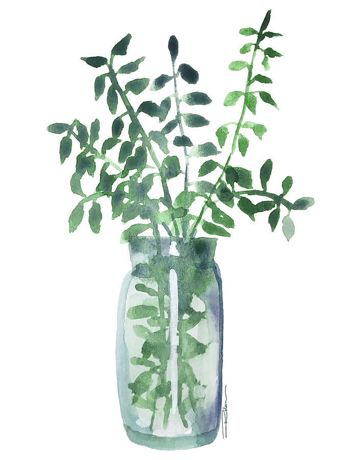 Hanging Planter Painting - Fresh Cuttings by Roleen Senic