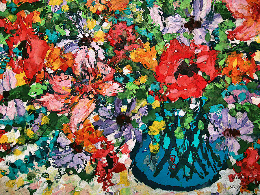 Fresh Garden Flowers Painting by Natalie Holland