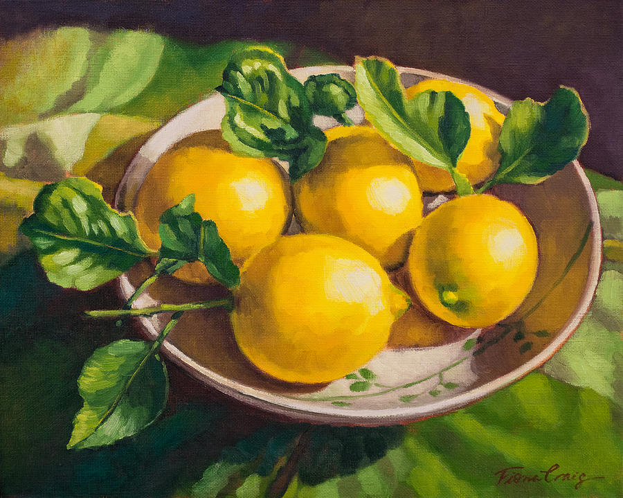 Lemon Painting - Fresh Lemons by Fiona Craig