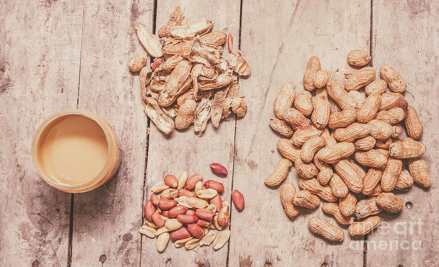 Fresh peanuts, shells, raw nuts and peanut butter Photograph by Jorgo Photography