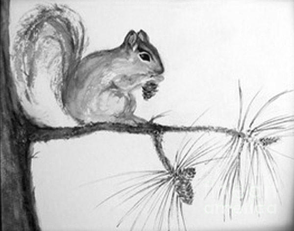 Squirrel Painting - Fresh pickings by Sibby S