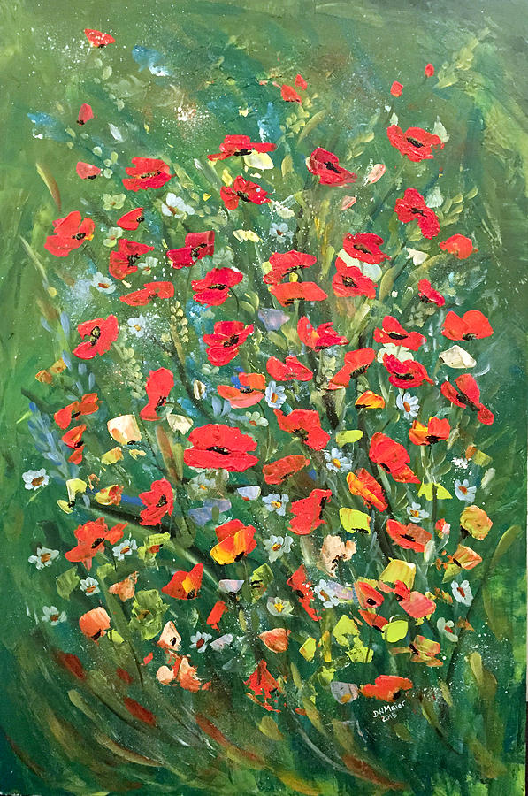 Fresh Poppies From The Garden Painting by Dorothy Maier
