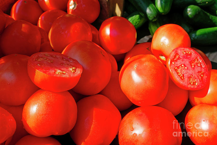 Fresh ripe tomatoes for sale in a farmers market Photograph by Louise Heusinkveld