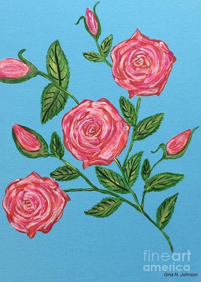 Fresh roses Painting by Gina Nicolae Johnson