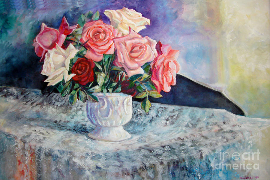 Fresh Roses Painting by Nancy Isbell