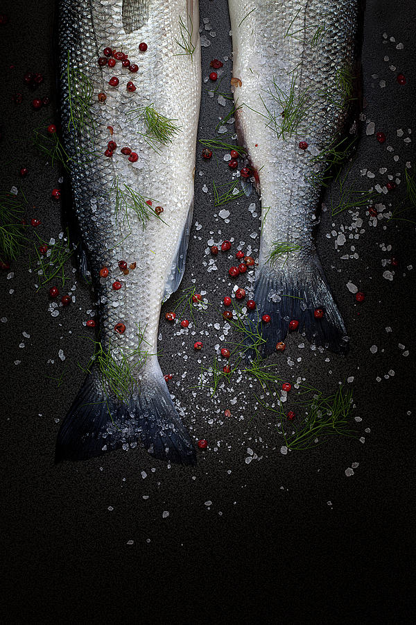 Fish Photograph - Fresh Seabass With Spices by Corina Daniela Obertas
