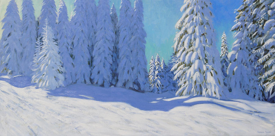 Tree Painting - Fresh snow  Morzine  France by Andrew Macara