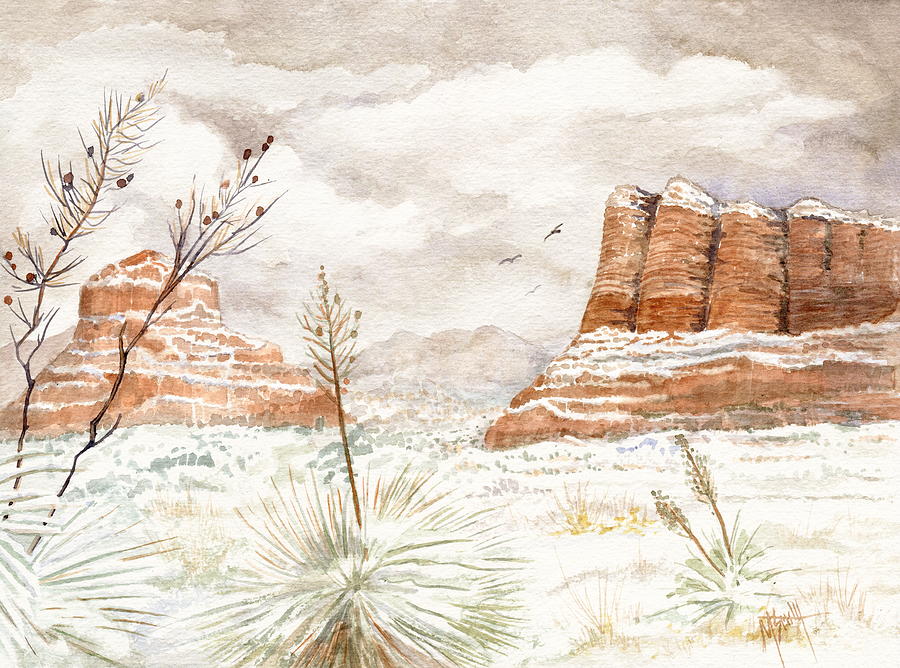 Fresh Snow On Bell Rock Painting by Marilyn Smith