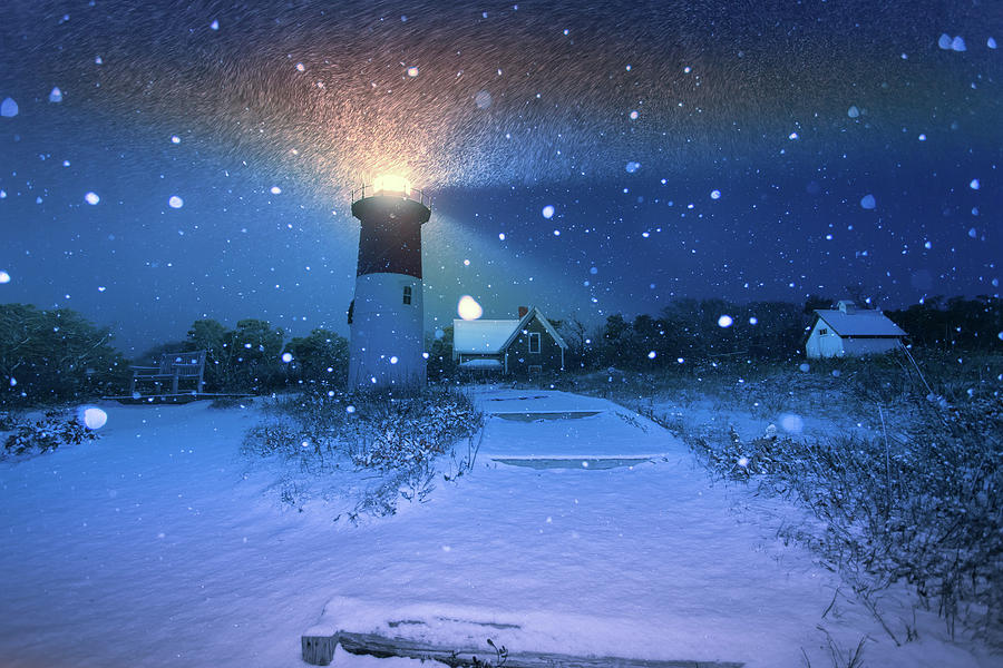 Fresh Snow On Nauset Lighthouse Photograph by Darius Aniunas