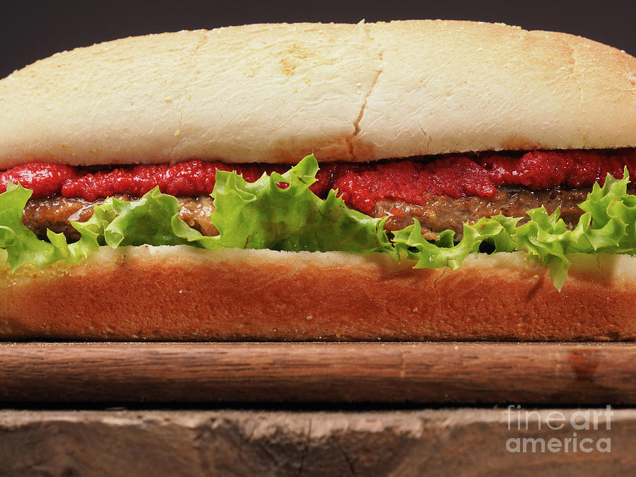 Bread Photograph - Fresh tasty burger closeup shot by Andreas Berheide