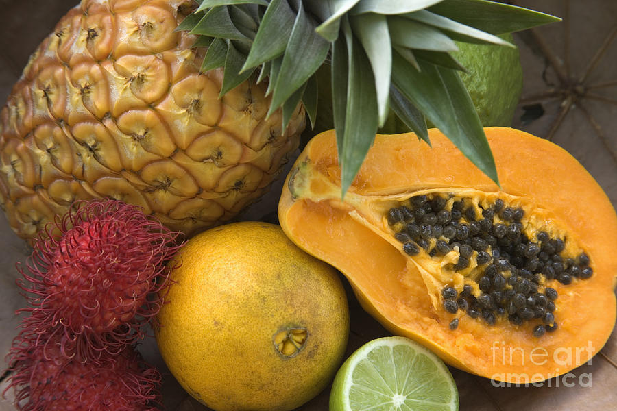 Pineapple Photograph - Fresh Tropical Fruits by Inga Spence