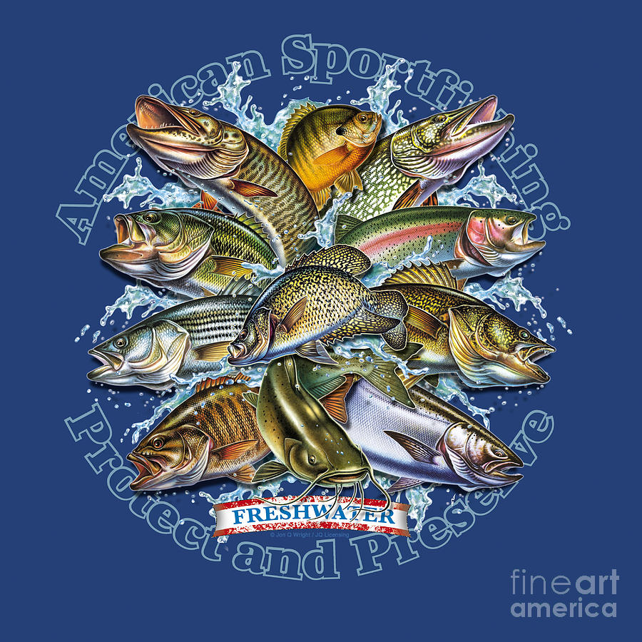 Largemouth Bass Painting - Freshwater Fish Preserve by JQ Licensing