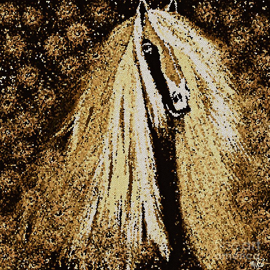 Friesian Horse Mosaic  Painting by Saundra Myles