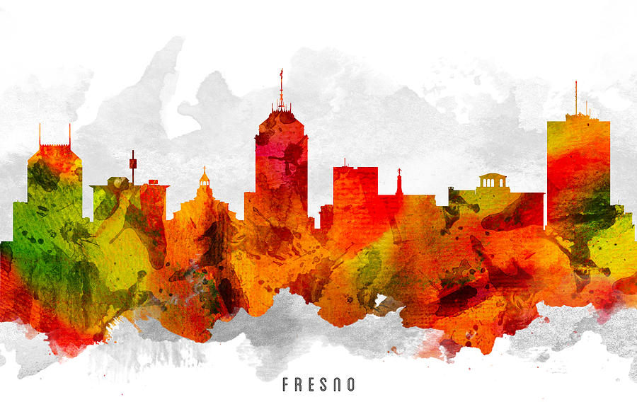 Fresno Painting - Fresno California Cityscape 15 by Aged Pixel