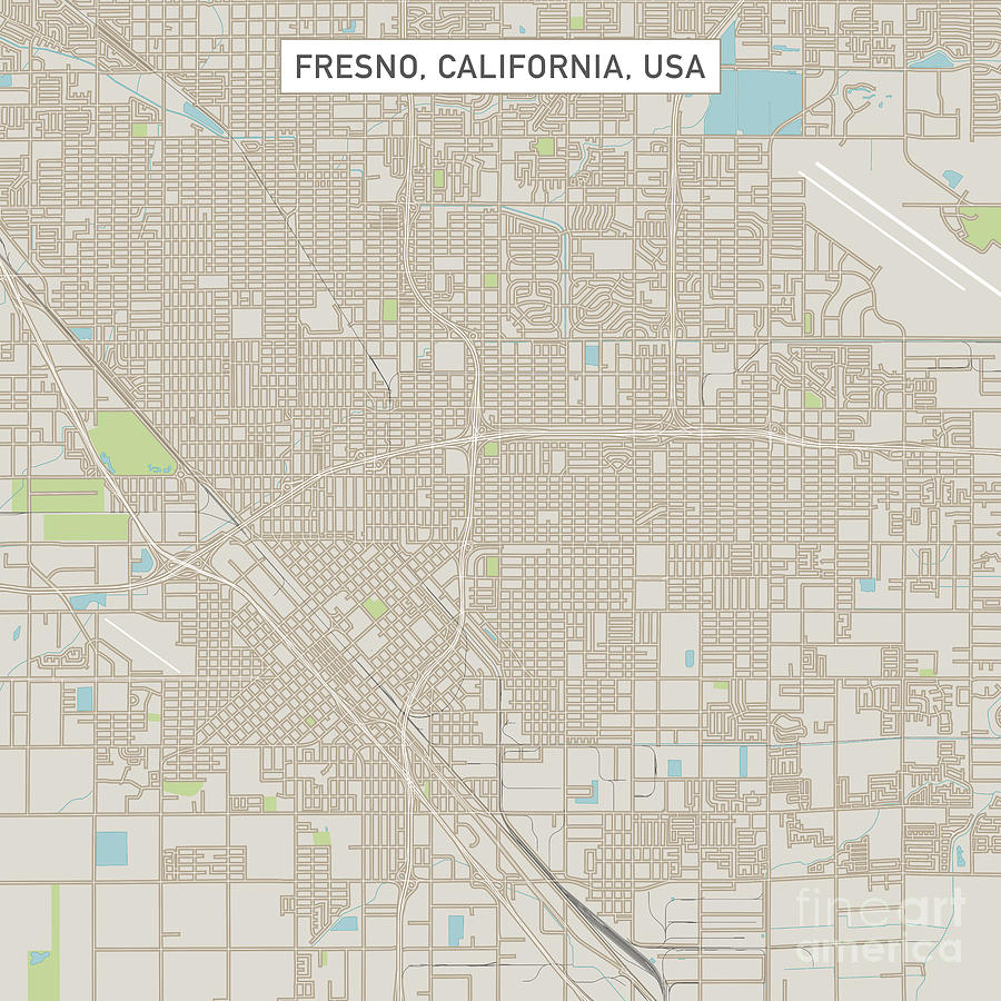 Fresno Digital Art - Fresno California US City Street Map by Frank Ramspott