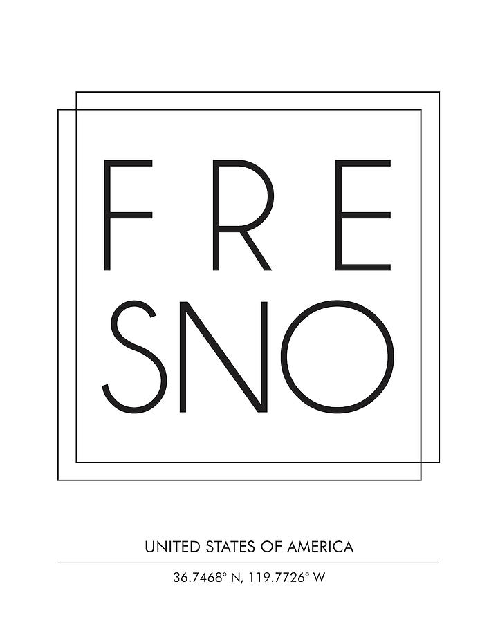 Fresno, United States of America - City Name Typography - Minimalist City Posters Mixed Media by Studio Grafiikka