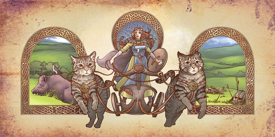 Freya Driving Her Cat Chariot - Triptic Garbed version ...