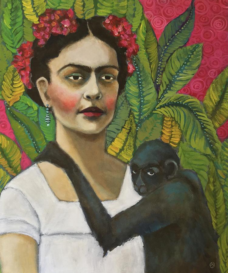 Monkey Painting - Frida and Blue by Jane Spakowsky