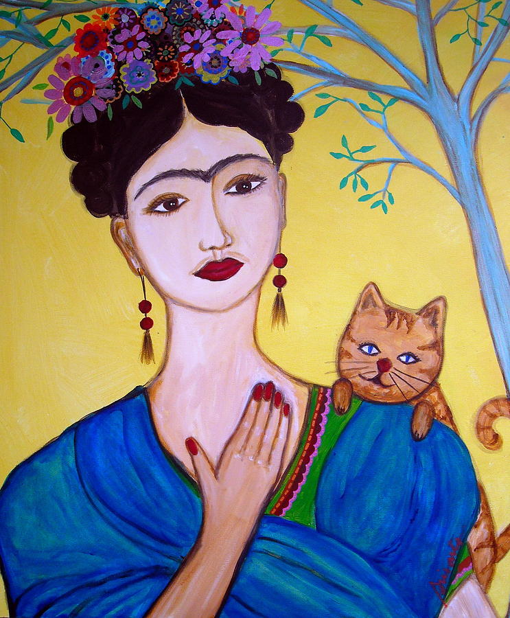 Frida And Her Cat Painting by Pristine Cartera Turkus