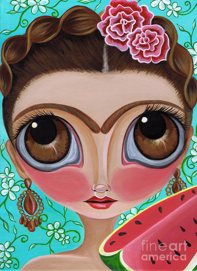 Flower Painting - Frida and the Watermelon by Jaz Higgins