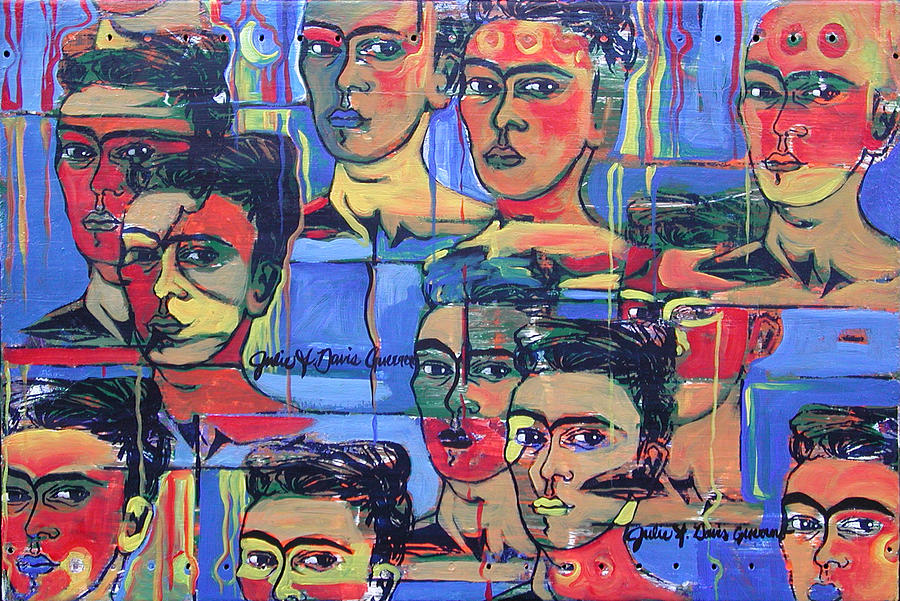Abstract Painting - Frida Blue And Orange by Julie Davis
