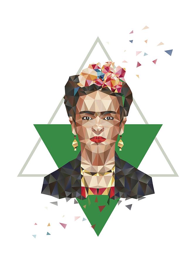 Portrait Digital Art - Frida in Triangles by Julia Jasiczak