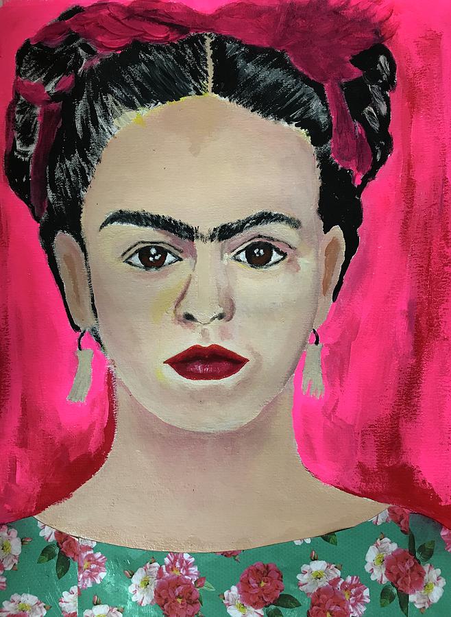 Frida Kahlo in pink Painting by Rosa Lopez | Fine Art America