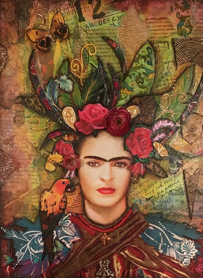 Frida Kahlo Mi Amor poor la Naturaleza Painting by Carrie Eckert - Fine ...