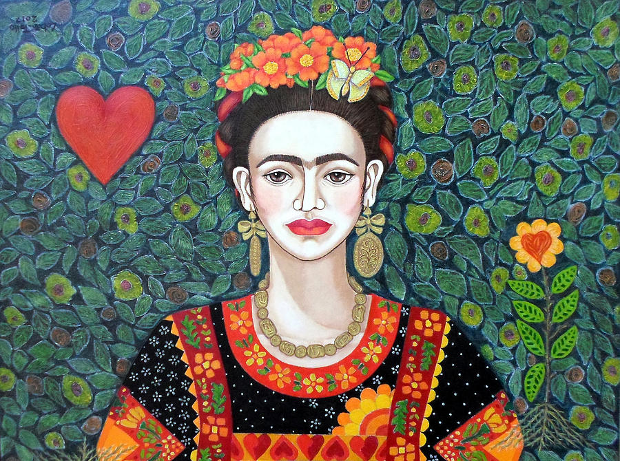 Frida Painting - Frida Queen of Hearts  closer II  by Madalena Lobao-Tello