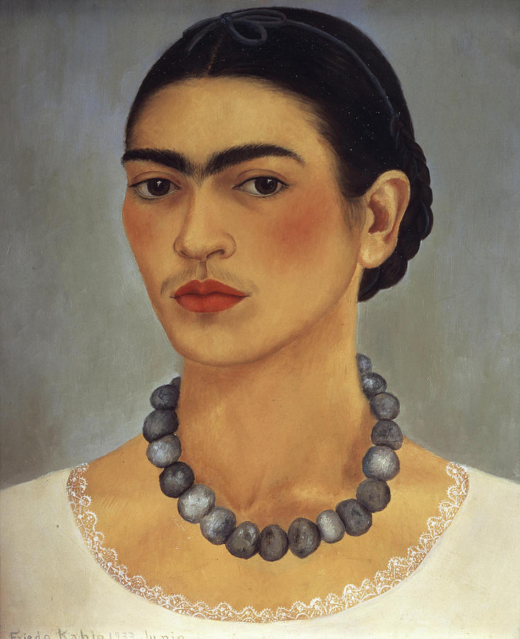 Frida Kahlo Painting - Frida Kahlo - Self-portrait with Necklace by Frida Kahlo