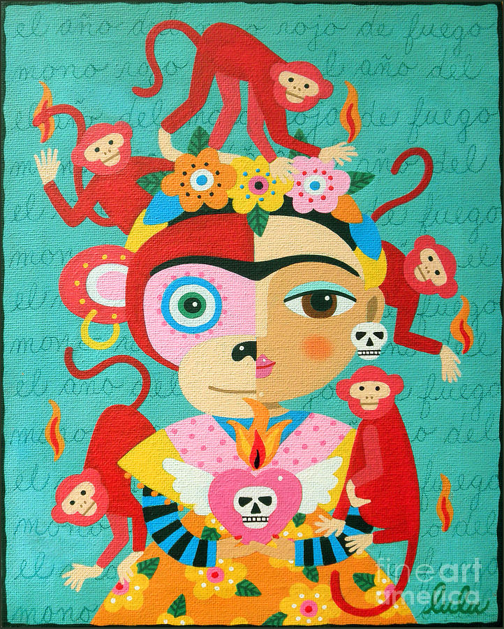 Monkey Painting - Frida Kahlo Year of the Monkey by Andree Chevrier