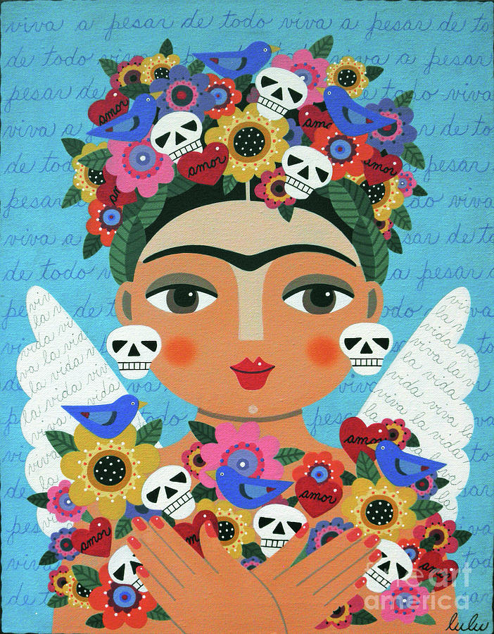 Flower Painting - Frida Kaho Mother Earth Angel by Andree Chevrier