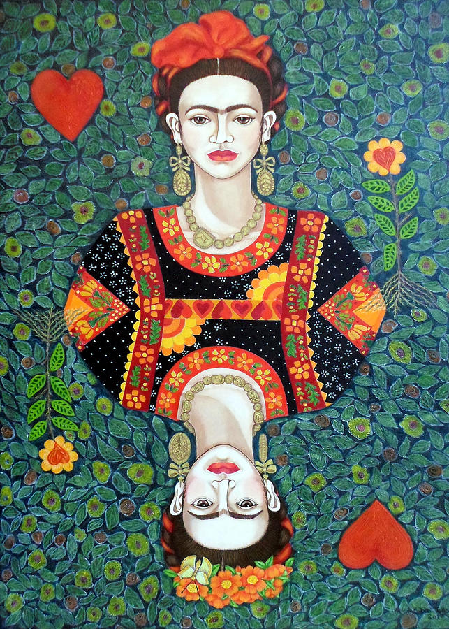Frida Painting - Frida queen of Hearts by Madalena Lobao-Tello