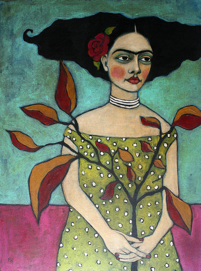 Portrait Painting - Frida With A Branch by Jane Spakowsky