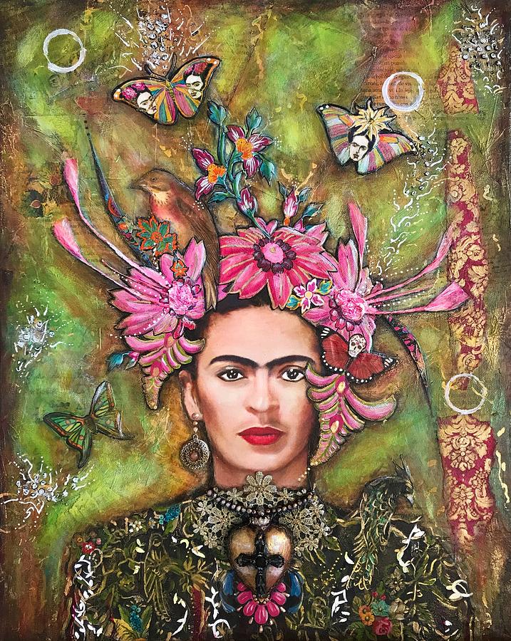 Butterfly Painting - Fridas Butterlies by Carrie Eckert